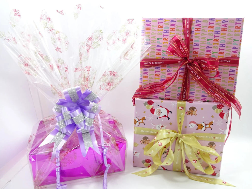 3 variation of our beautiful style gifts, hamper, gift wrapped.