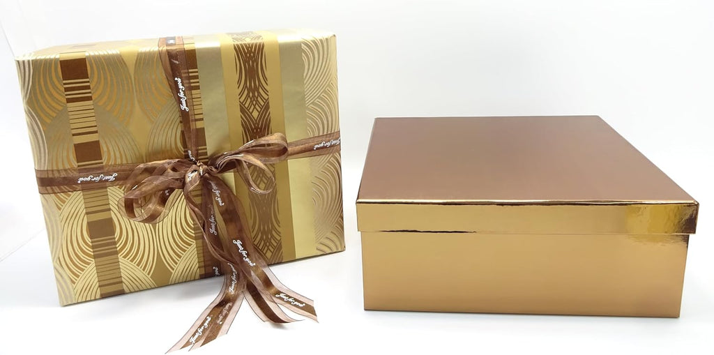 Gold luxury gift box with Father's Day wrapped box beside it, perfect presentation for men