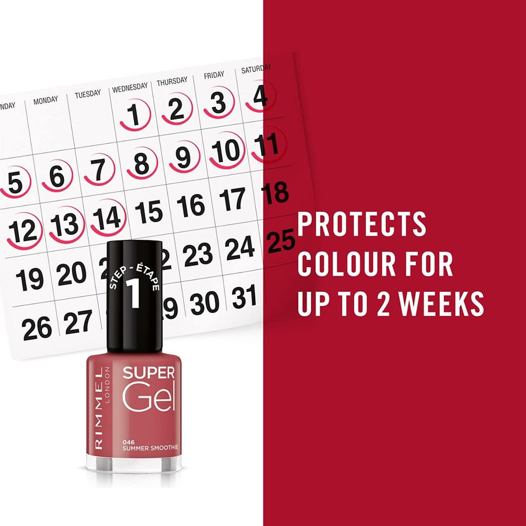 Rimmel 057 Down to Business Super Gel Nail Polish lasting up to 2 weeks with vibrant nude rose colour