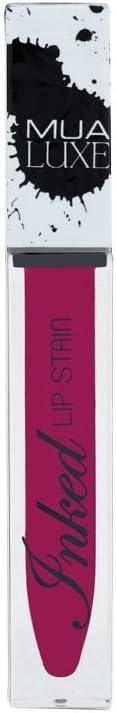 MUA Luxe Inked Lip Stain Sangria in a sleek rectangular clear tube with silver cap
