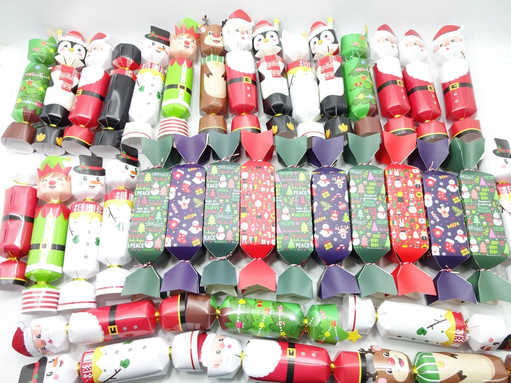 Collection of colorful Christmas-themed candy canes on a white background