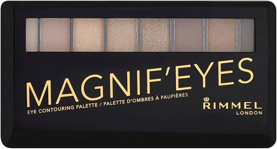 Rimmel London Magnif’Eyes Eyeshadow Palette 001 Keep Calm closed case with 8 nude tones