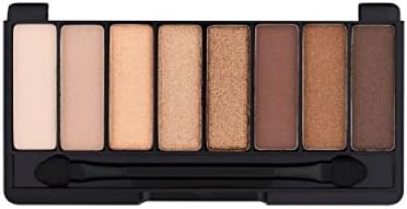 Flat lay of Rimmel Magnif’Eyes 001 Keep Calm palette with dual-ended applicator