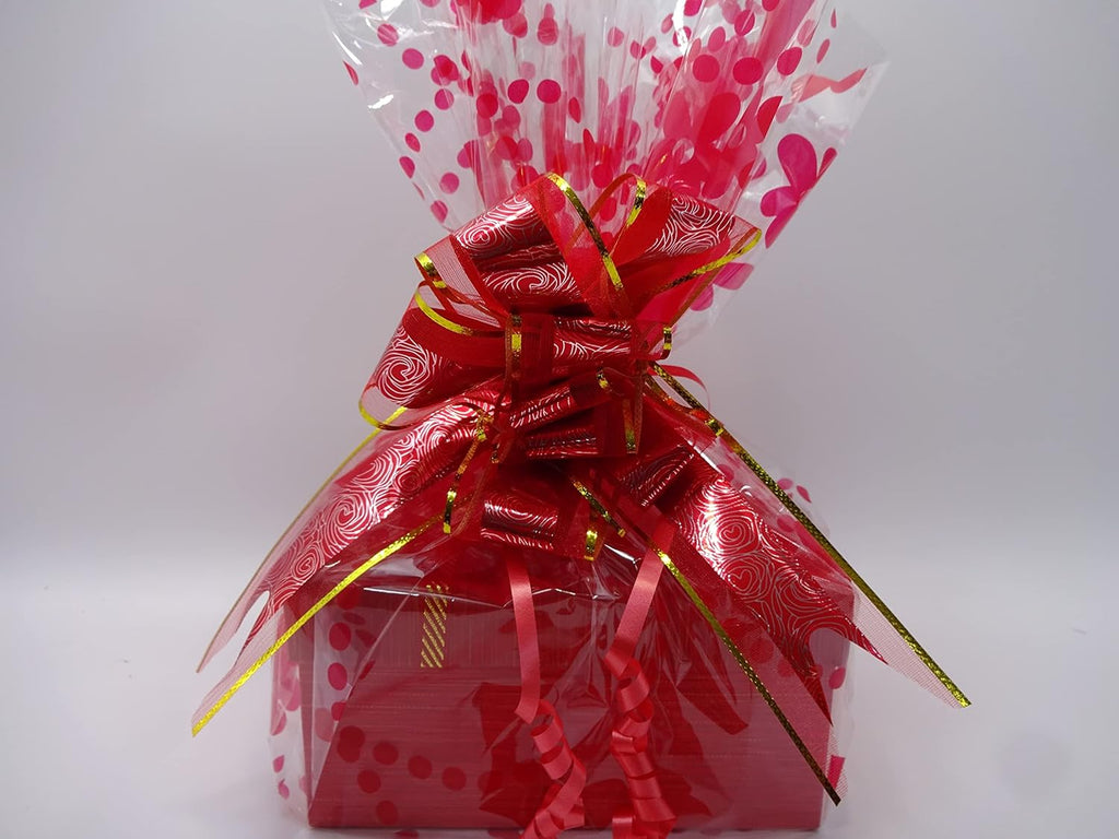 Beauty bundle for women, red-wrapped gift hamper with elegant ribbon bow