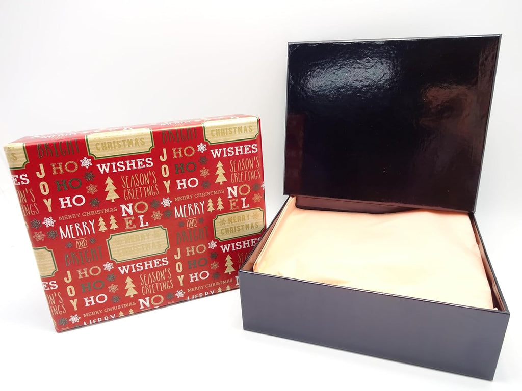 Christmas-themed gift box with a glossy red and gold finish, ideal for the festive season