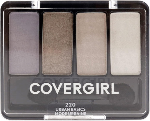 CoverGirl Eye Enhancers 4 Shade Eye Shadow Kit Urban Basics 220 palette with four cool-toned shades in grey, taupe, beige and ivory