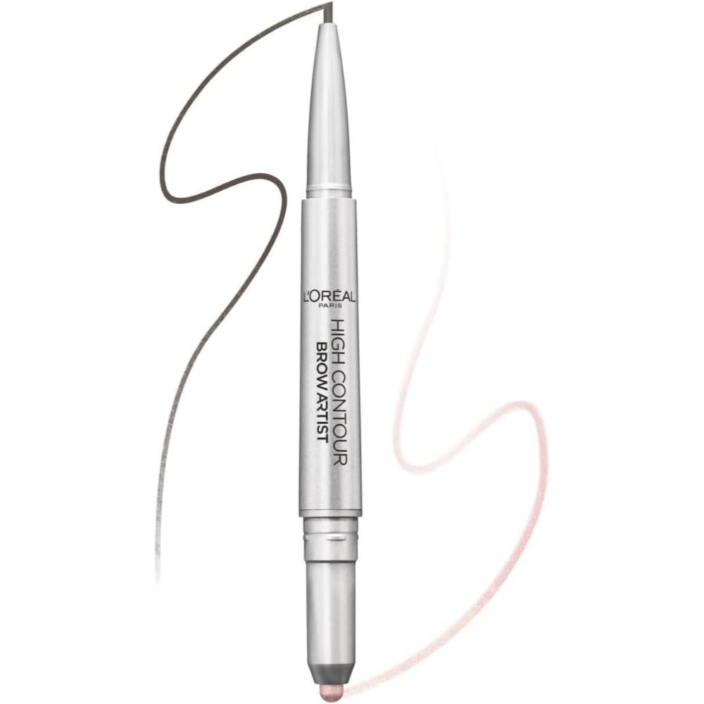 Close-up swatch of the L'Oreal High Contour Brow Pencil in Cool Brunette with highlight accents