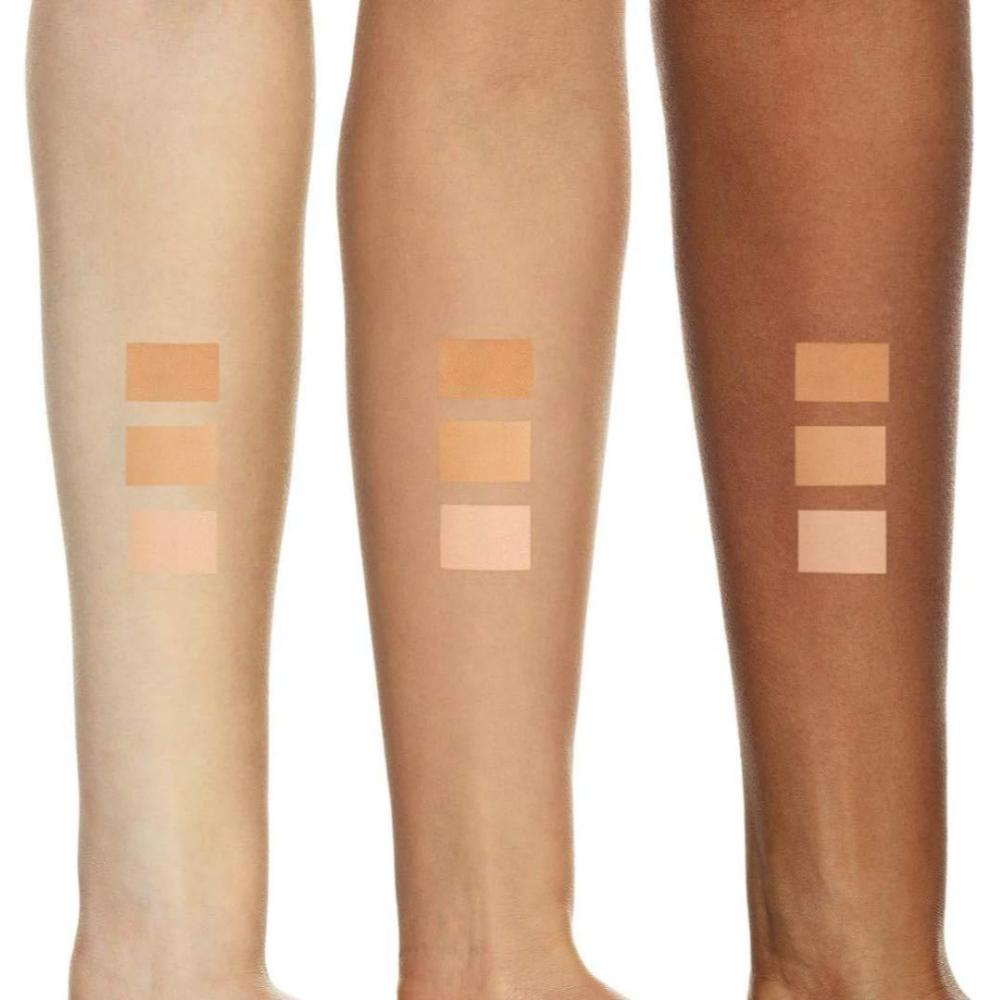 Multiple shades of L'Oreal Paris Bonjour Nudista Skin Tint BB Cream applied on various skin tones.