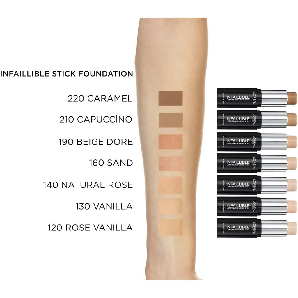 Loreal Paris Infallible Shaping Stick Foundation 160 Sand 9g colours