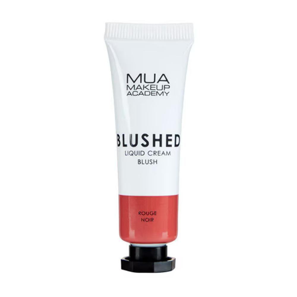 MUA 006 Rouge Noir Blushed Liquid Cream Blusher tube with a sleek design in white and red, showcasing the product.