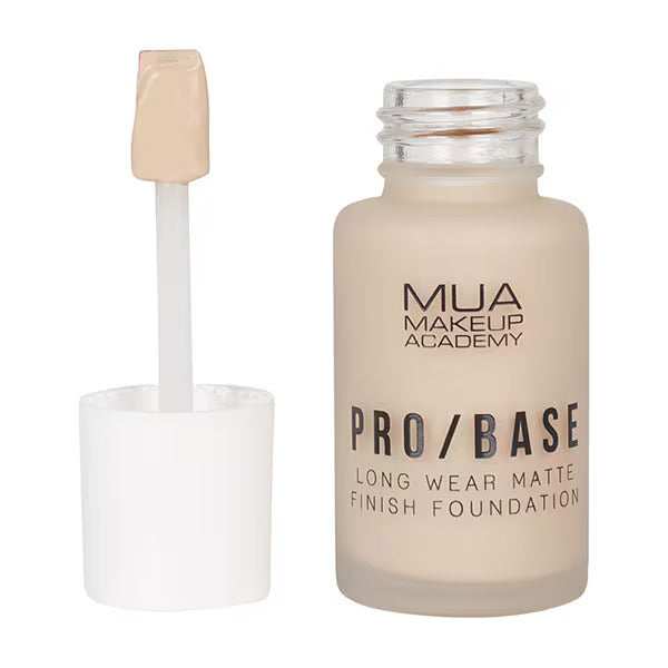 MUA Pro/Base Long Wear Matte Finish Foundation in shade #101, open bottle with applicator