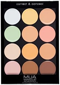 MUA Professional Correct & Conceal Palette Light with 12 creamy correcting and concealing shades