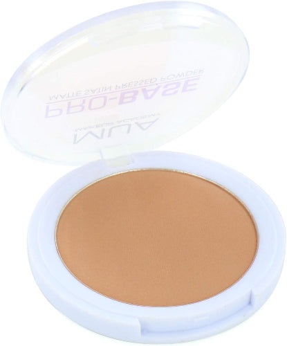 Open MUA Deep Fawn Pro Base Matte Satin Pressed Powder showing smooth pressed pan in rich fawn tone