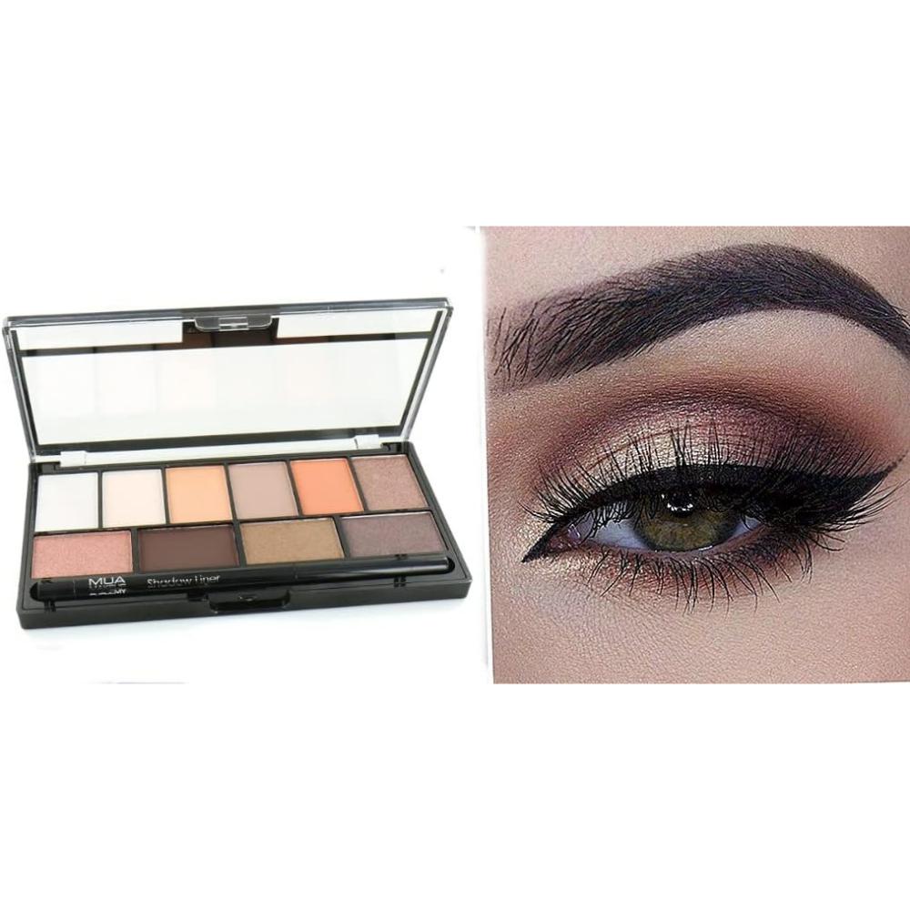 Close-up of an eye makeup look using the MUA Elysium Desire Palette shades