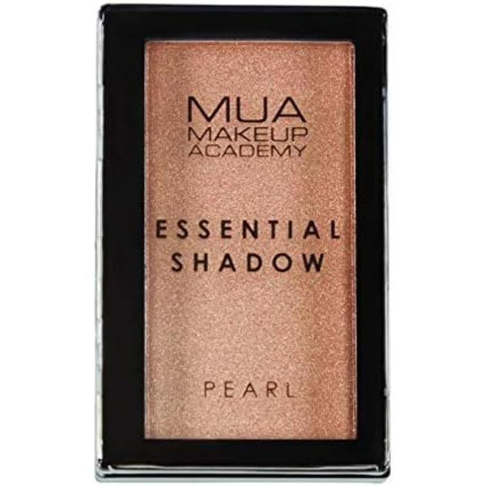 MUA Essential Eyeshadow in Cinnamon Pearl, shown with the case closed, featuring the sleek packaging and product label.