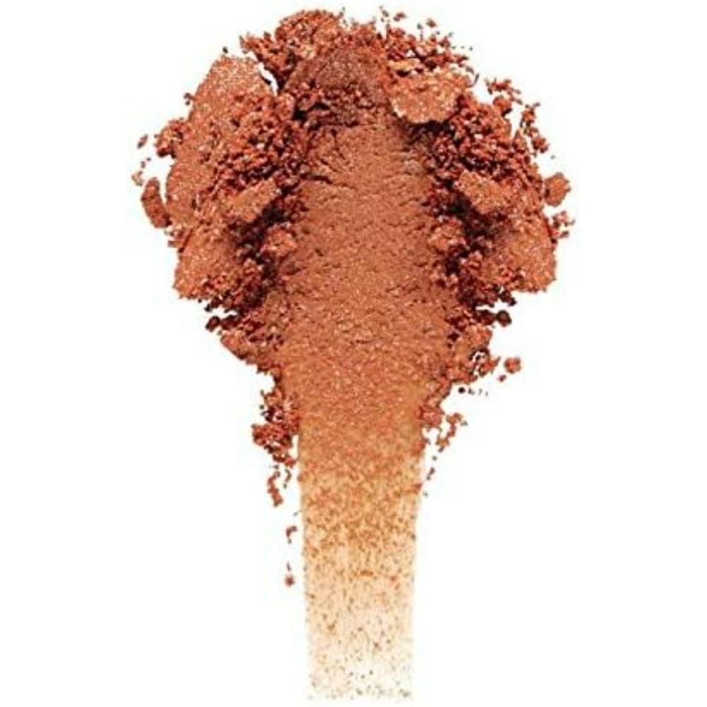 Close-up of MUA Essential Eyeshadow in Cinnamon Pearl with a shimmering cinnamon-colored shade swatch.