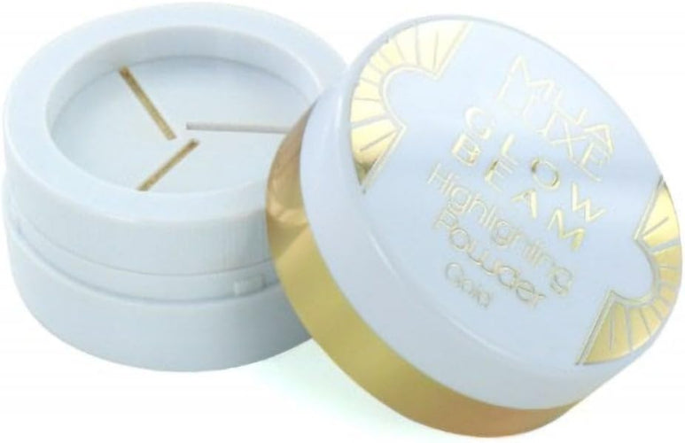MUA Luxe Glow Beam Highlighting Powder Gold with open lid showing sifter