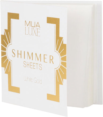 MUA Luxe Shimmer Sheets highlighting papers in White Gold for radiant glow