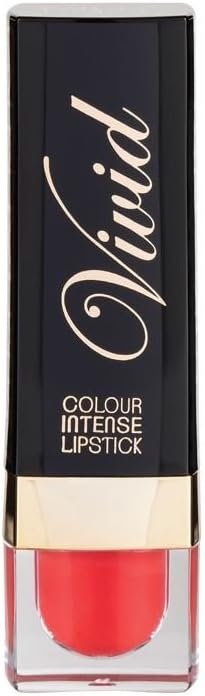 MUA Luxe Vivid Colour Intense Lipstick Hot Chili closed lipstick tube with black and gold packaging