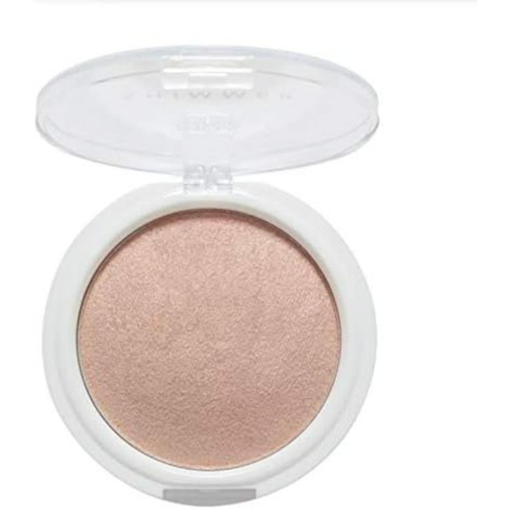 Open compact of MUA Shimmer Silk Highlight Powder in First Light, a soft champagne tone