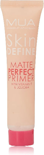 MUA Skin Define Matte Perfect Primer front view with pink cap for smooth shine-free base