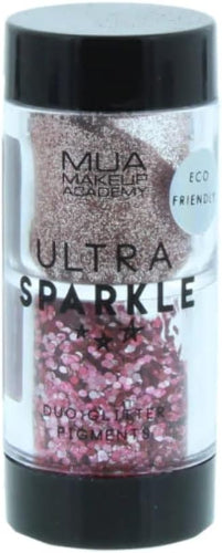 MUA Sparkle Duo Glitter Pigment 6.4g in Chinese Lantern – eco-friendly rose gold and vibrant red glitter pigments