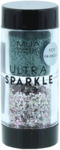 MUA Ultra Sparkle Duo Glitter Pigment 6.4g in Fiesta – eco-friendly teal shimmer and iridescent chunky glitter