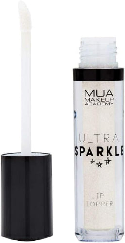 MUA Ultra Sparkle Lip Topper Moonlight with applicator wand showing glittering clear lip gloss