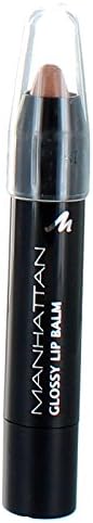 Manhattan Glossy Lip Balm Crayon shade 50E Cinnamon Roll in a sleek black crayon stick with clear cap