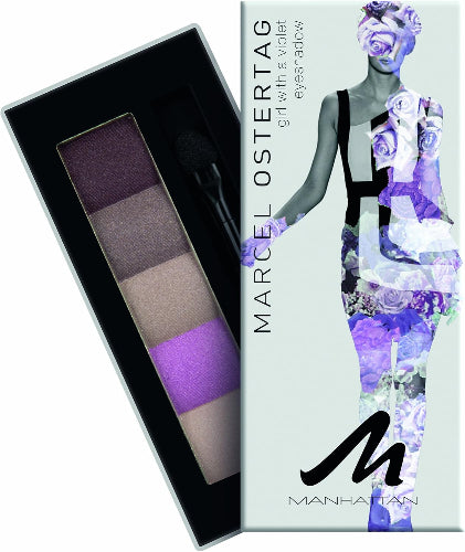 Manhattan Ostertag Collection Eyeshadow Version 4 Girl With A Violet palette with four violet-toned shades in sleek compact packaging