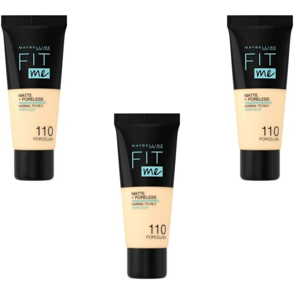 Maybelline Fit Me Foundation Matte Poreless 110 Porcelain tubes 3 pack