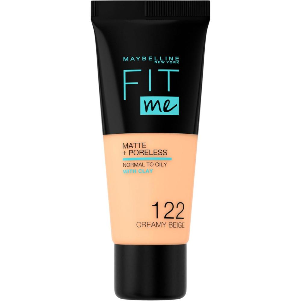 Maybelline Fit Me Foundation Matte Poreless 122 Creamy Beige tube for full coverage