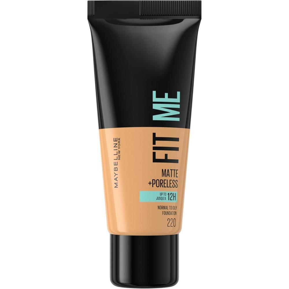 Maybelline Fit Me Foundation 220 Natural Beige tube for medium coverage and matte poreless finish