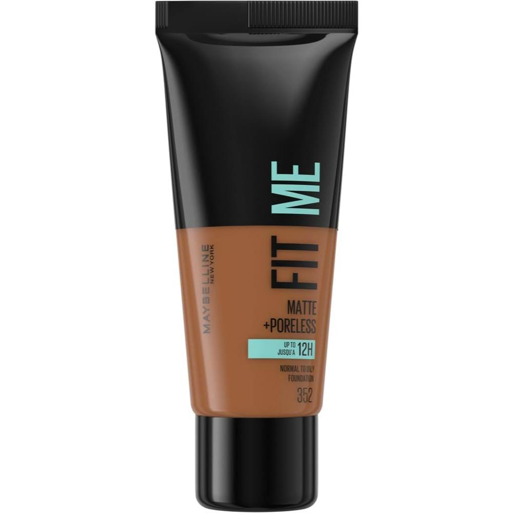 Maybelline 352 Truffle Fit Me Matte + Poreless Foundation tube with medium coverage for normal to oily skin, 30ml