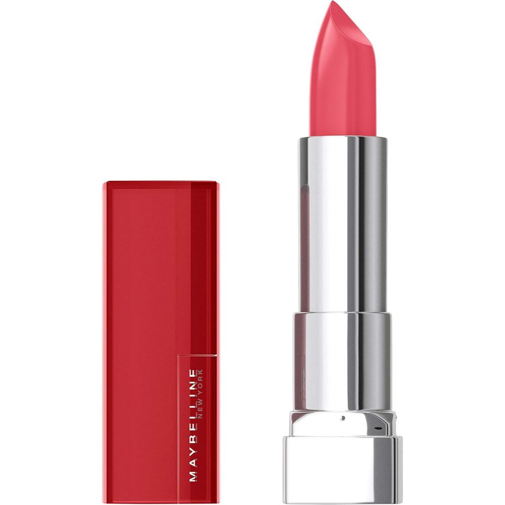 Maybelline Colour Sensational 422 Coral Tonic lipstick in a sleek red tube for vibrant lips