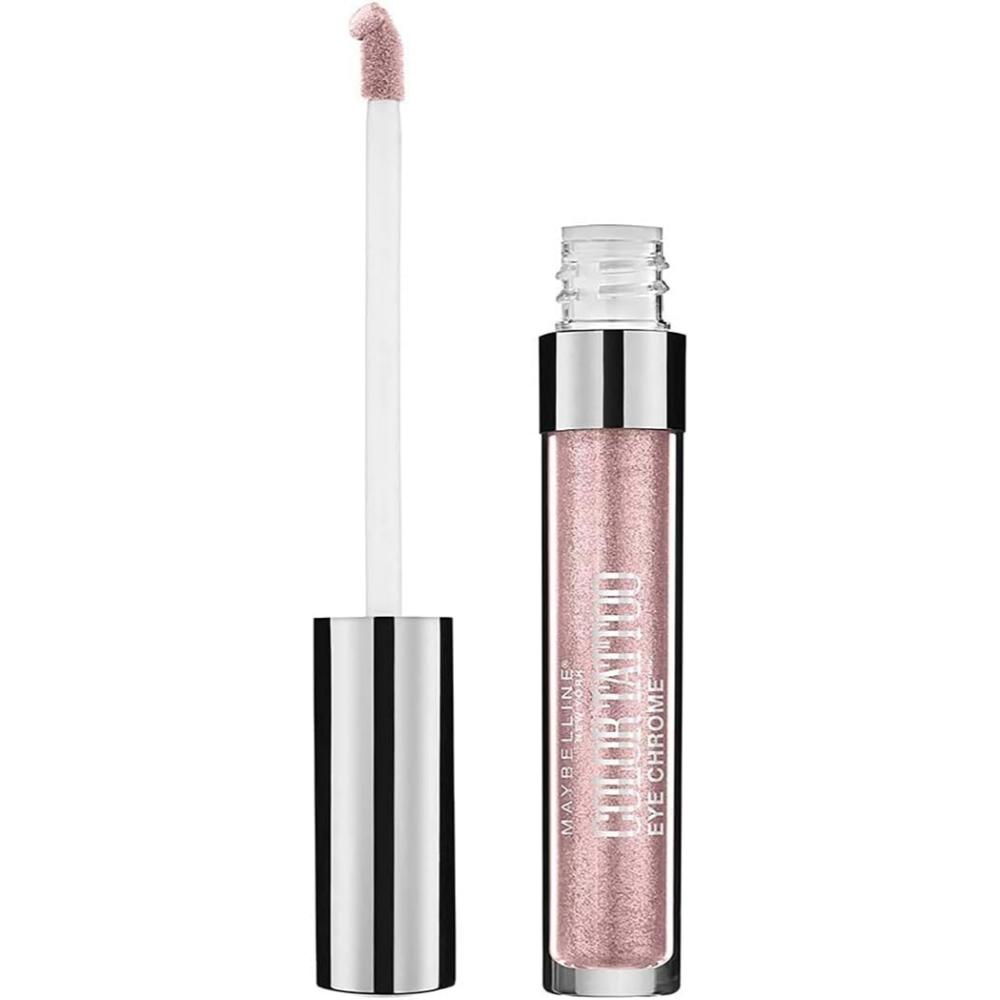 Maybelline 500 Gilded Rose Color Tattoo Liquid Eye Chrome tube with applicator, a metallic rose liquid eyeshadow