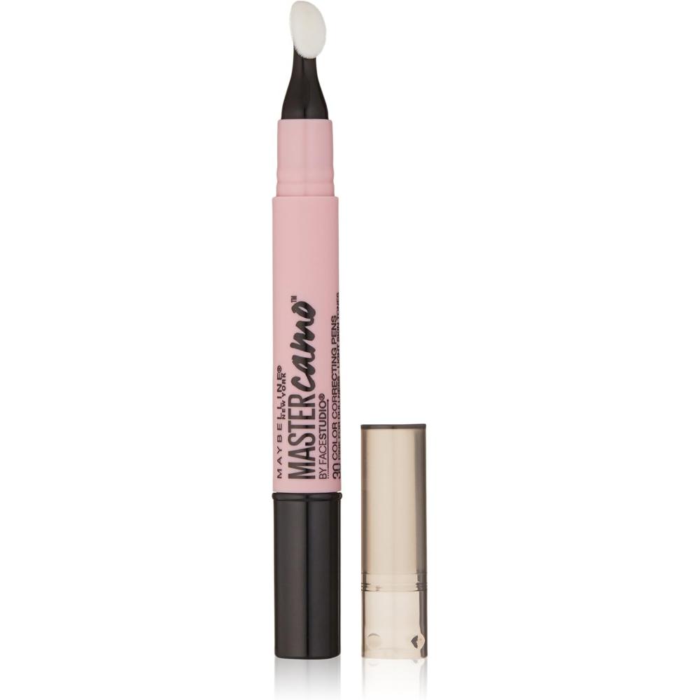 Maybelline Master Camo Color Correcting Pen in pink for dullness with 1.5ml content, pen with light pink packaging.