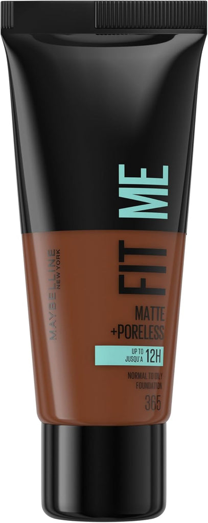 Maybelline Fit Me Foundation Shade: 365 Espresso, Medium Coverage, Blendable With a Matte and Poreless Finish, For Normal to Oily Skin, 30ml