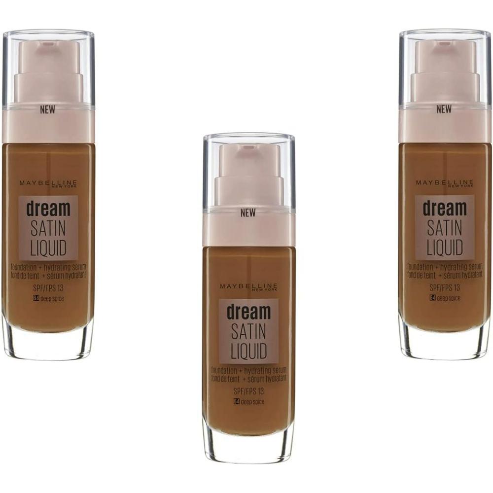 Maybelline New York 64 Deep Spice Dream Satin Liquid Hydrating Foundation FPS13 - Pack of 3 (3 x 30ml)