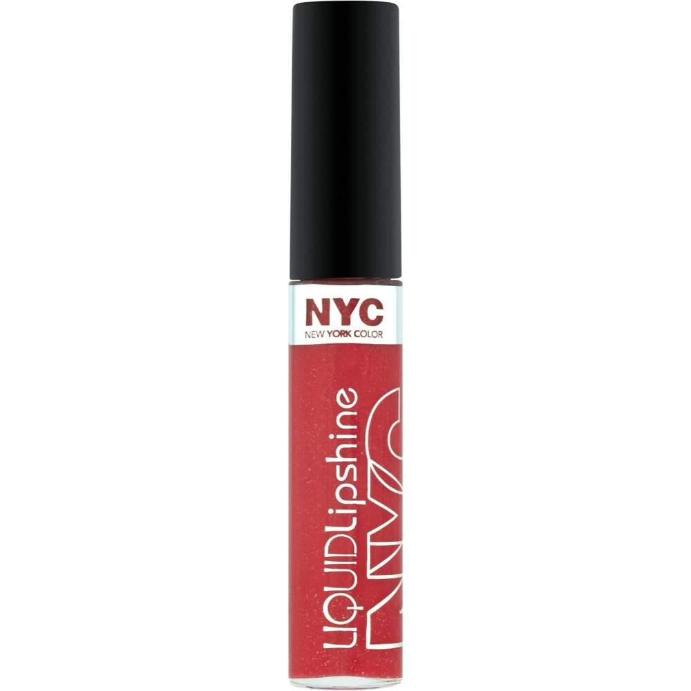 NYC Liquid Lip Shine, Rockefeller Red bright red lip gloss shade