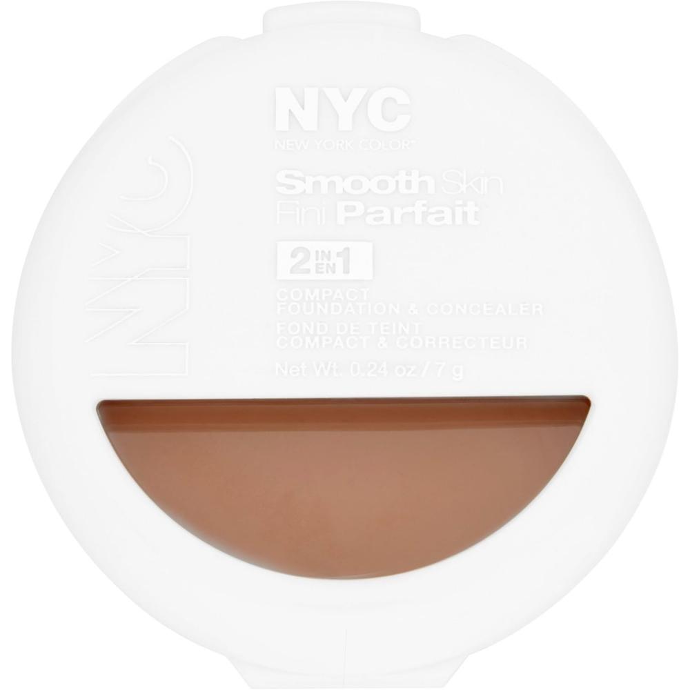 NYC Smooth Skin 2-in-1 Compact Foundation and Concealer, Dark Closed compact