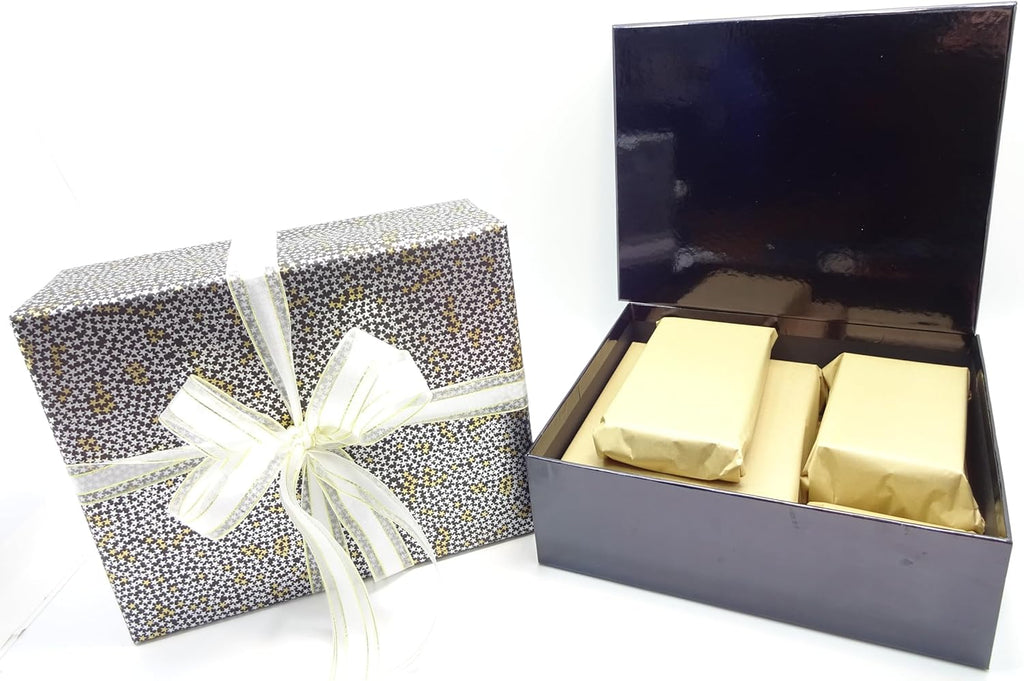 Father’s Day black box open showing individually tissue-wrapped gift items inside for premium unboxing