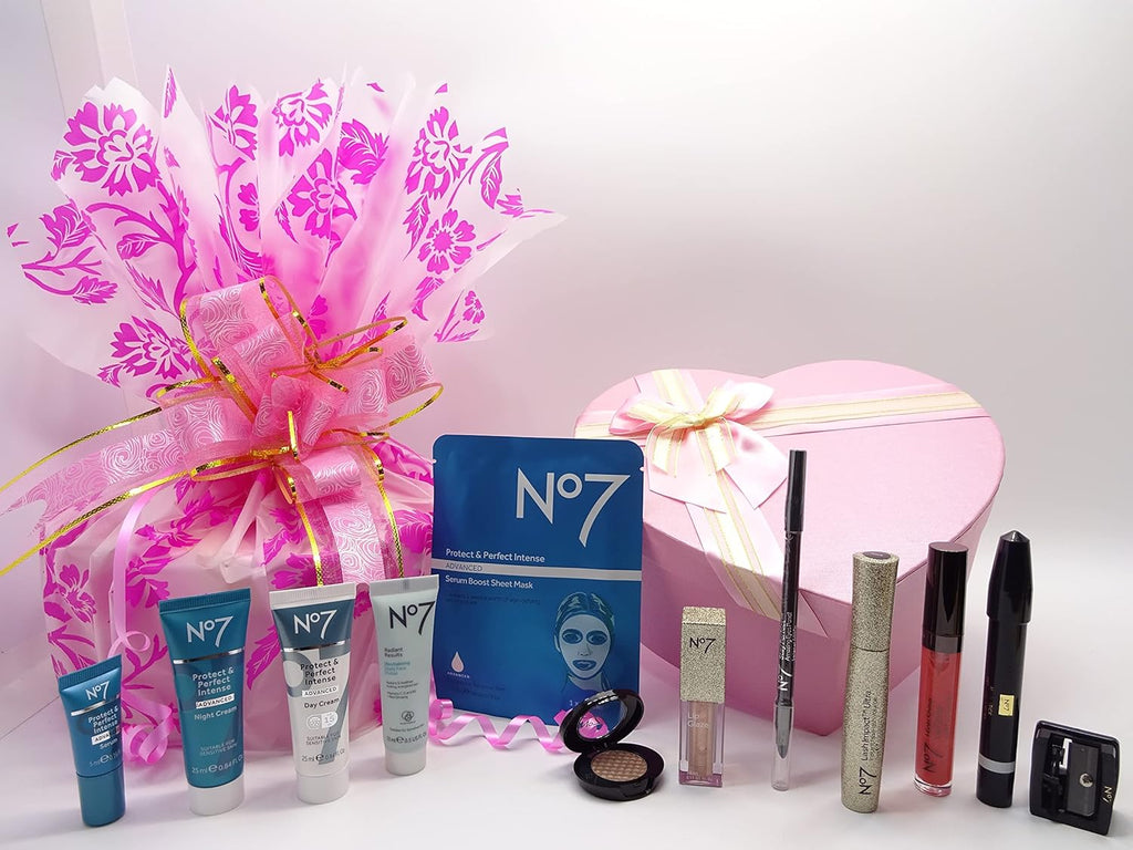 No7 Glamourous Collection Makeup & Skincare Gift Set Hamper with Heart Box