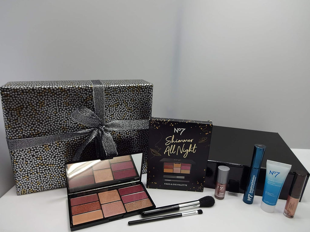 No7 Limited Edition Luxury Beauty Collection featuring No7 Shimmer All Night palette and skincare essentials