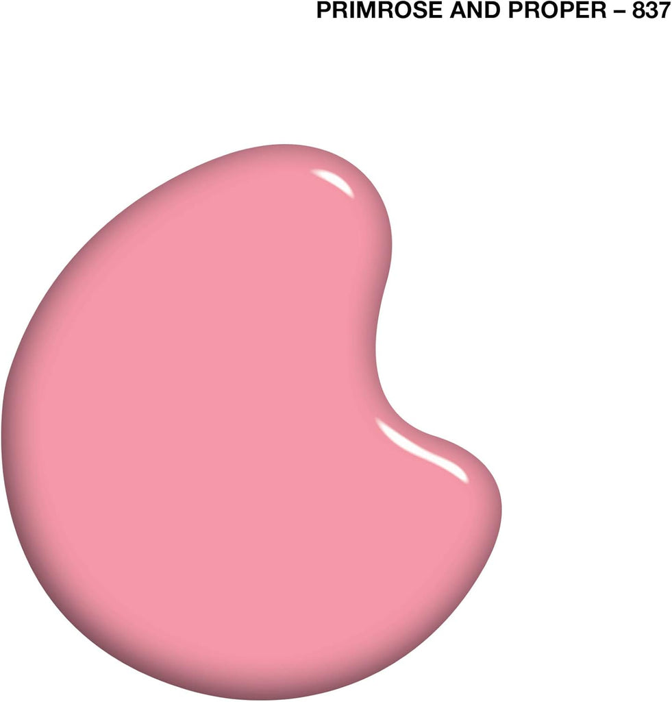 Polish drop of Sally Hansen 837 Primrose & Proper nail colour showing the smooth crème finish and pastel pink tone
