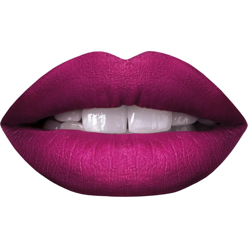 Purple lips from applying Sleek MakeUP Matte Me Liquid Lip Cream, Fandango Purple, 6ml