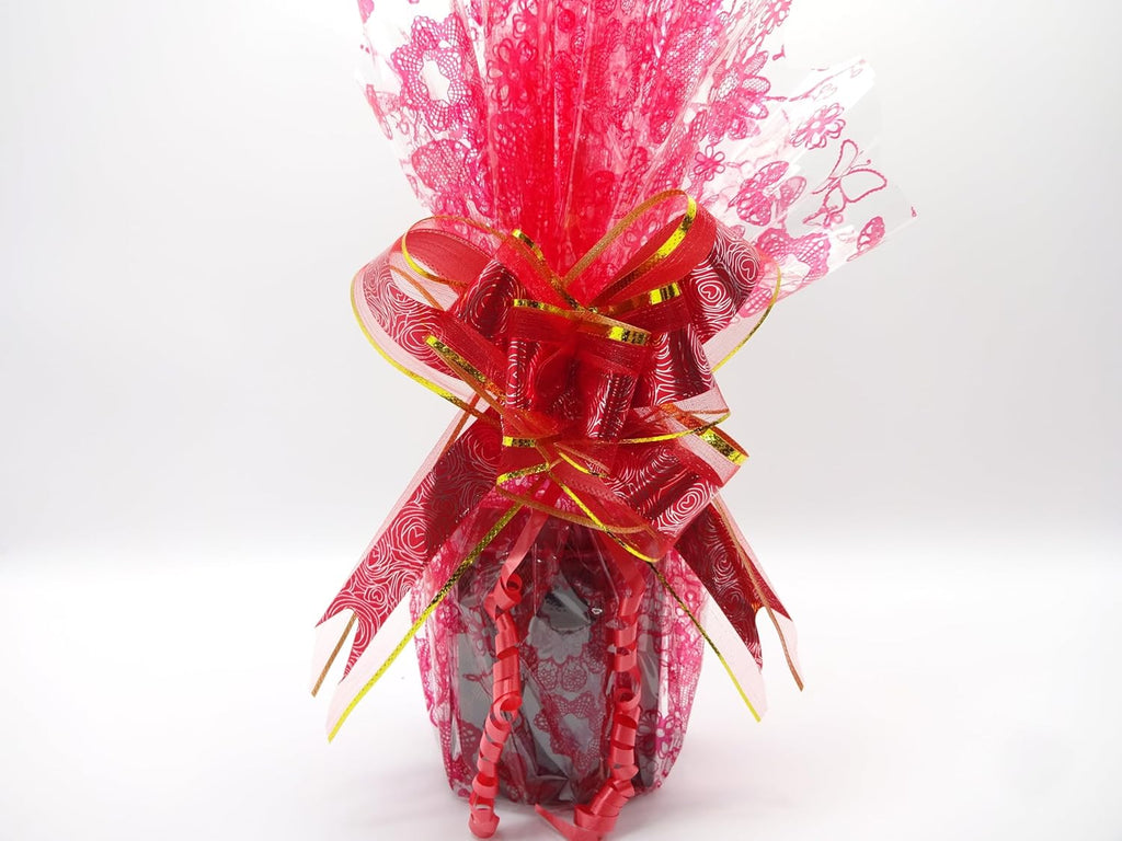 Red Hot Man perfume elegantly gift-wrapped with red lace and ribbon detailing