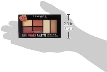 Compact size view of Rimmel London Mini Power Palette 006 Fierce showing scale in hand for travel convenience