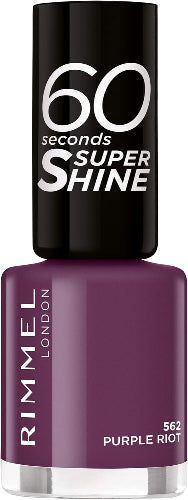 Rimmel 562 Purple Riot 60 Seconds Super Shine Nail Polish bottle in rich plum purple shade