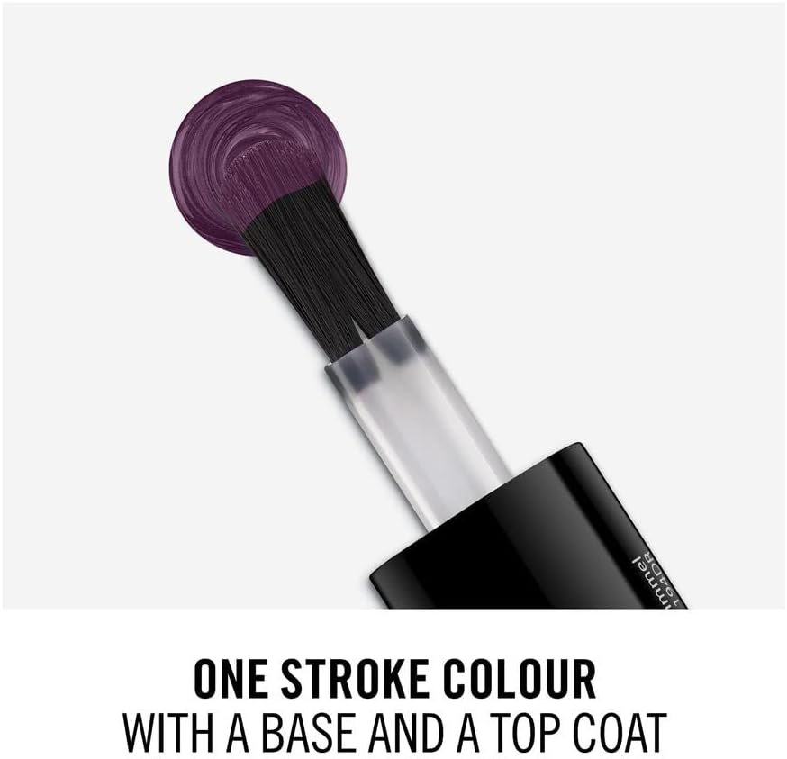 Rimmel 562 Purple Riot nail polish brush with plum purple polish for one-stroke colour application